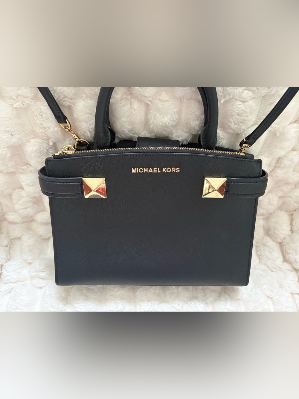 Michael Kors Karla East West Leather Satchel Bag